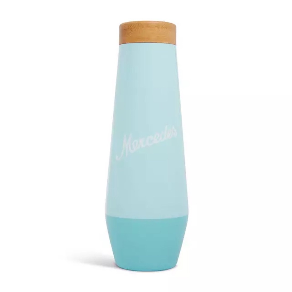 Mercedes-Benz Genuine OEM Thermal Bottle With Bamboo Lid Aruba Blue 17oz